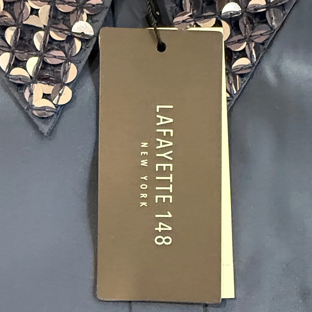 Lafayette 148 New York Midnight Blue Sequin Top - Picture 3 of 6